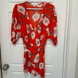 Red floral romper